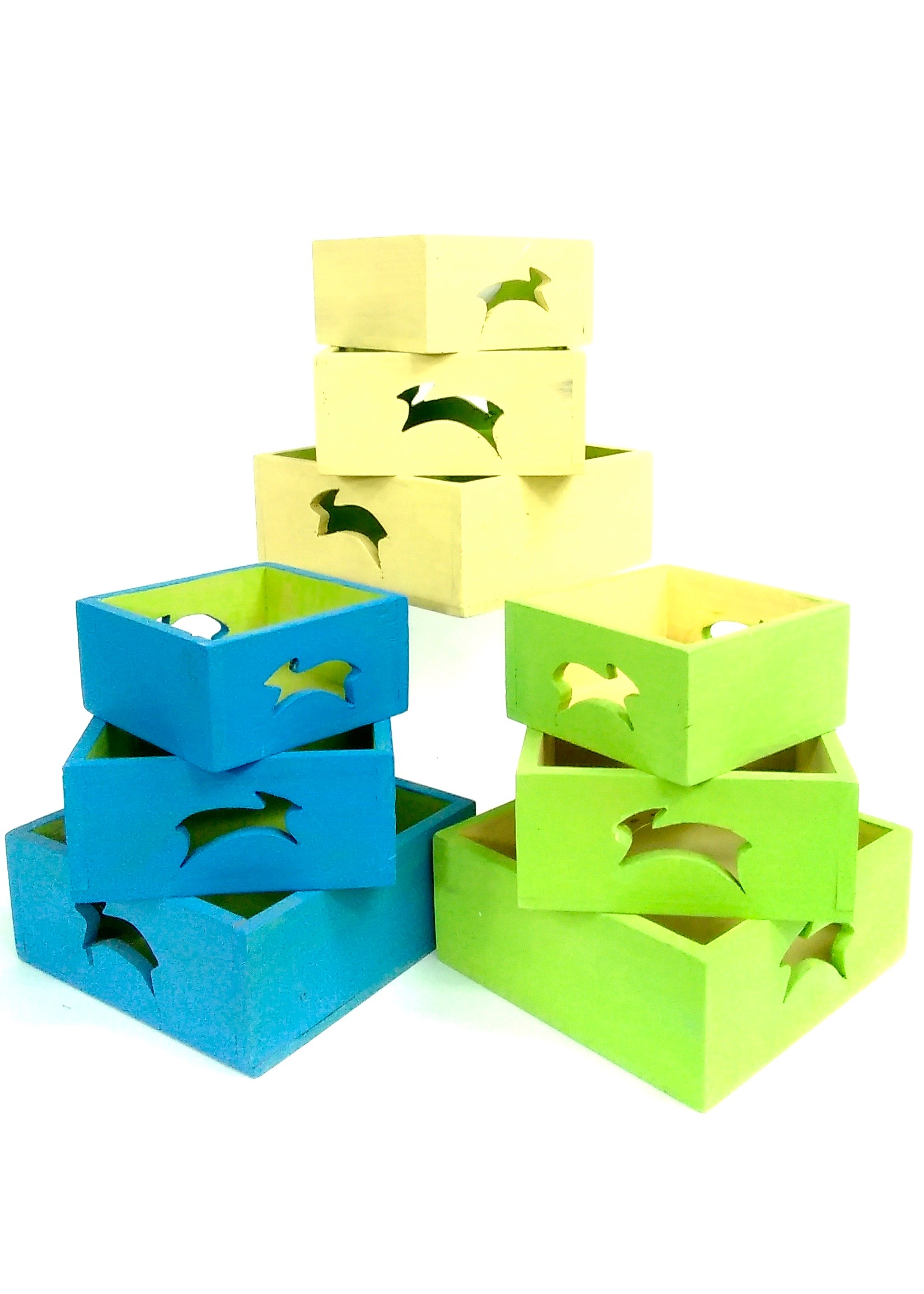 (image for) Set/3 Decorative Wood Basket Asst Colors